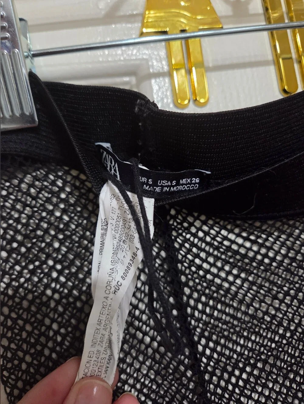 Zara Black Fishnet Tights Hosiery Leggings Small NWOT